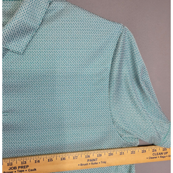 Pro Tour Coolplay Polo Golf Shirt Mens L Green White Geometric Short SLeeves - Picture 8 of 14